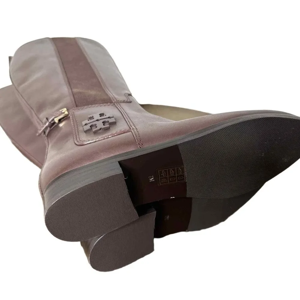Tory Burch Riding Boots 7 Tall Minimalist Preppy Casual Classic Brown Simone